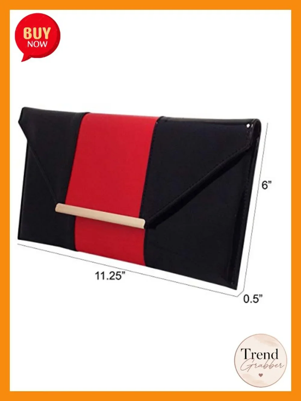 Patent Color Block Envelope Clutch with Detachable Chain